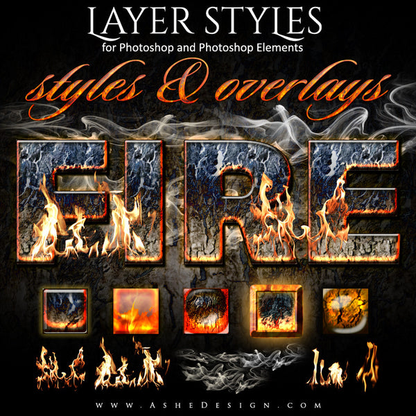 Ashe Design | Photoshop Layer Styles | Fire Full Set web display