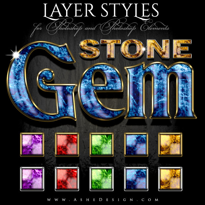 Designer Gems - Photoshop Layer Styles - Gem Stone - full set web display