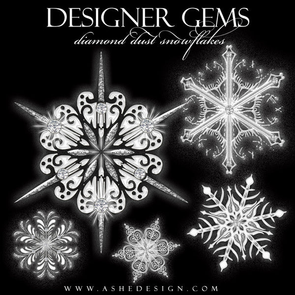 Designer Gems - Diamond Dust Snowflakes web display full set