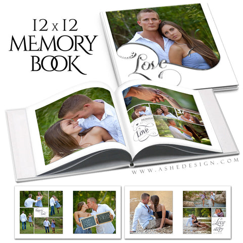 Photo Book Template 12x12 | Simply Worded Love open book