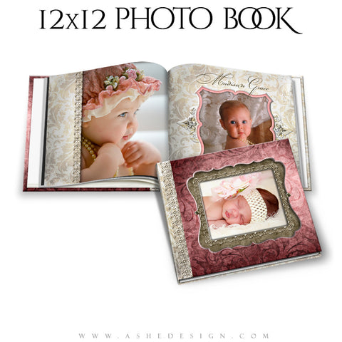 Blue Geometric 12x12 Family Yearbook Photobook Album Template 