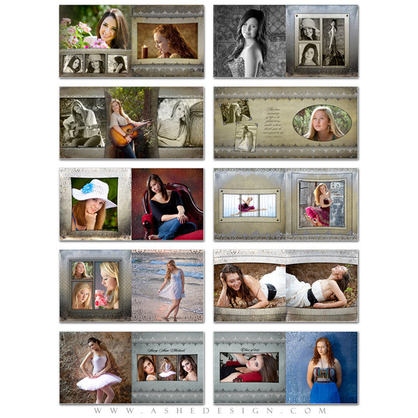 Photo Book Template 12x12 | Antique Damask pages