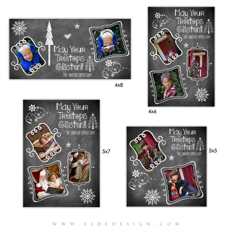 Christmas Photo Card Templates | Chalkboard Doodle Frames