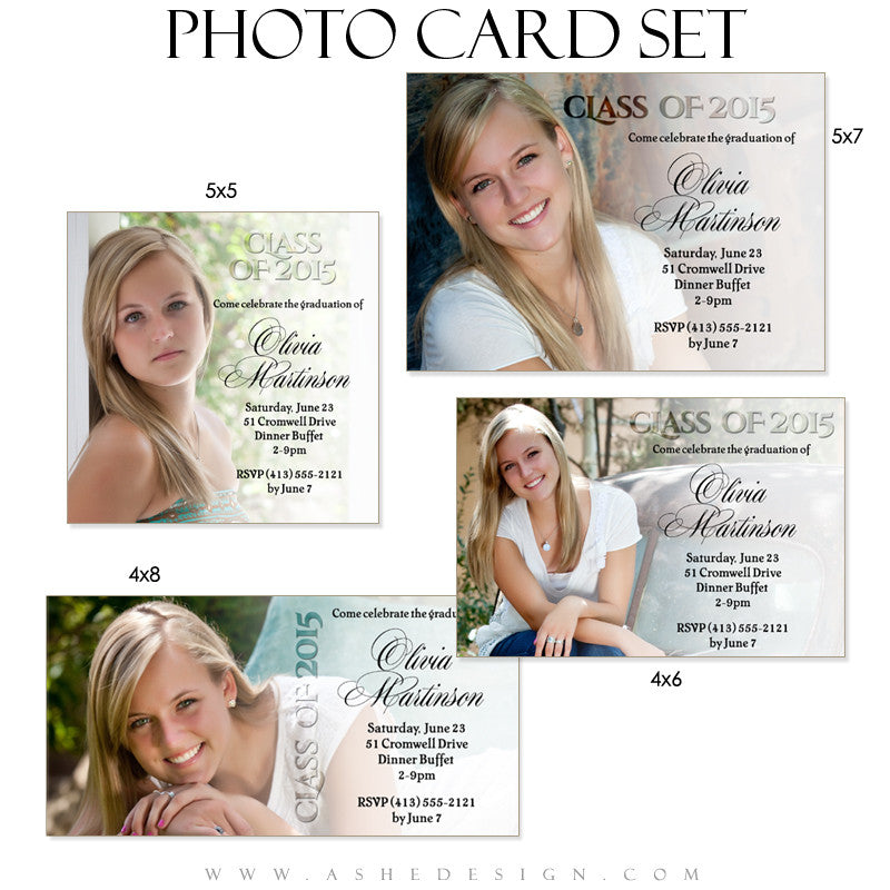 Senior Girl Graduation Invitation Photo Cards | Faded
