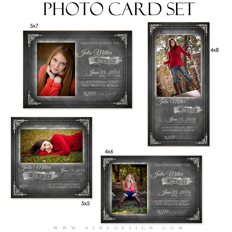 Chalkboard Senior Girl 2014 Photo Cards full set web display
