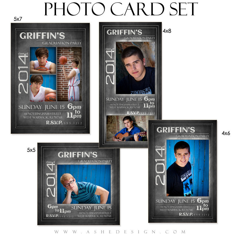 Chalkboard Senior Boy 2014 Photo Cards full set web display