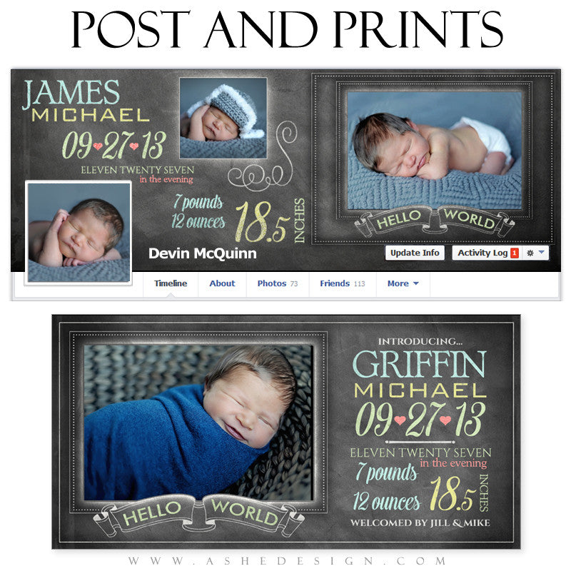 Post & Print Set - Chalkboard Babies web display