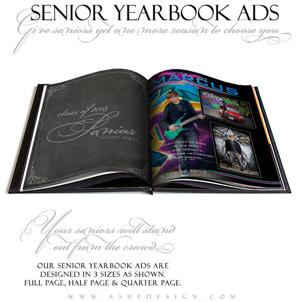 Senior Yearbook Ads for Photoshop | Streak Of Light open book