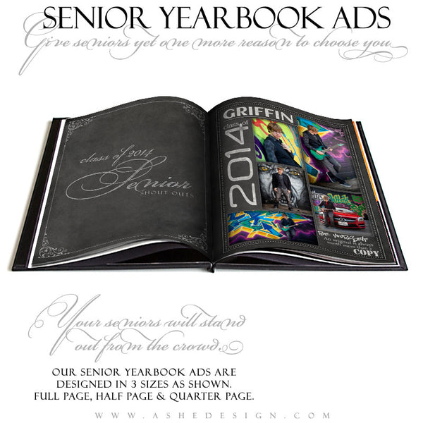Chalkboard Yearbook Ad Templates for Photogrpahers