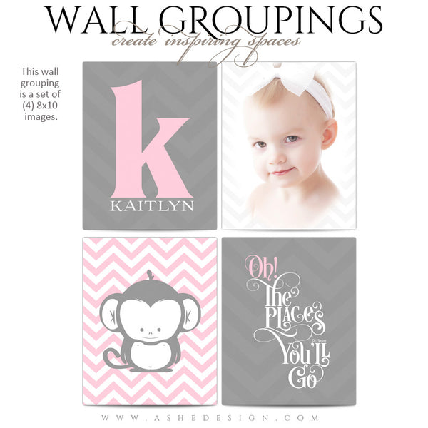 Wall Groupings Children Photography Templates | Chevron Baby full set