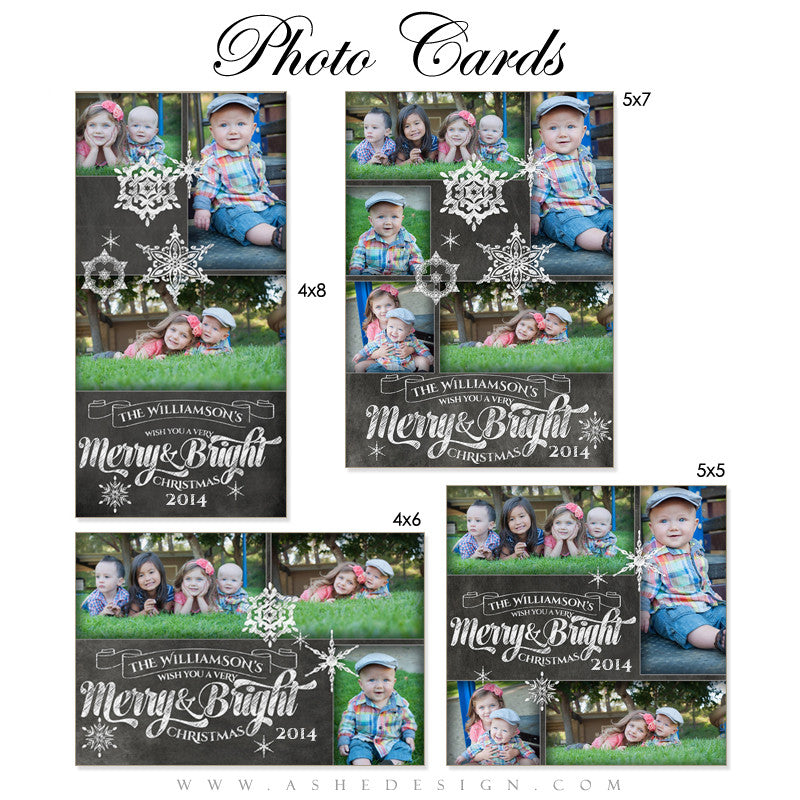 Christmas Photo Card Set - Chalkboard Merry & Bright