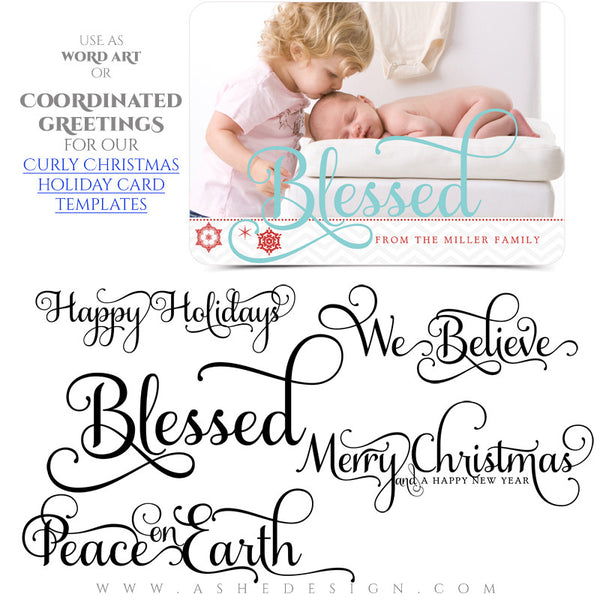 Christmas Word Art Collection - Curly Holiday Greetings